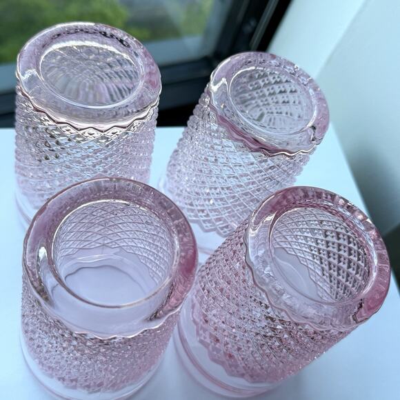 Mosser Addison 8oz Glass Juice Water Tumbler Rose Pink Set Of 4 - 4 1/2" - Picture 5 of 8